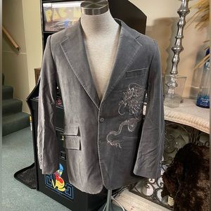 Mens velvet gray sport jacket blazer size L.  NEW no tag